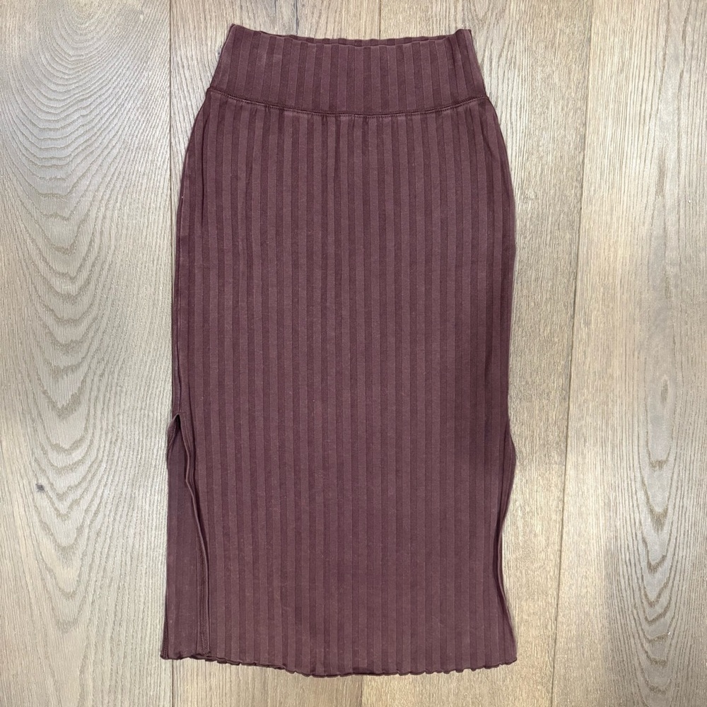 aerie Offline Ribbed Pencil Skirt in Brown